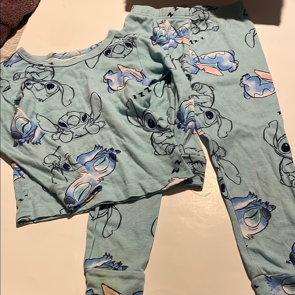 Disney Blue Pajama Set with Cartoon Characters